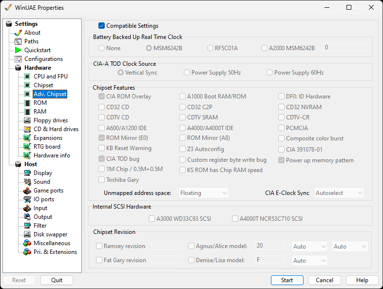 WinUAE - Adv. Chipset