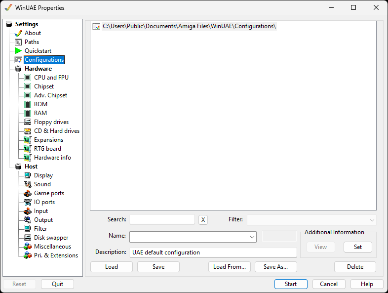WinUAE - Configurations