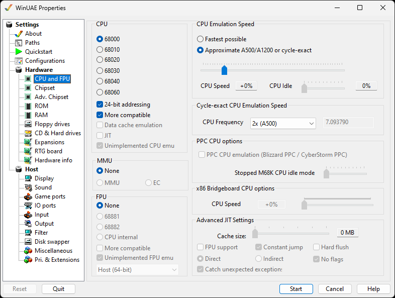 WinUAE - CPU