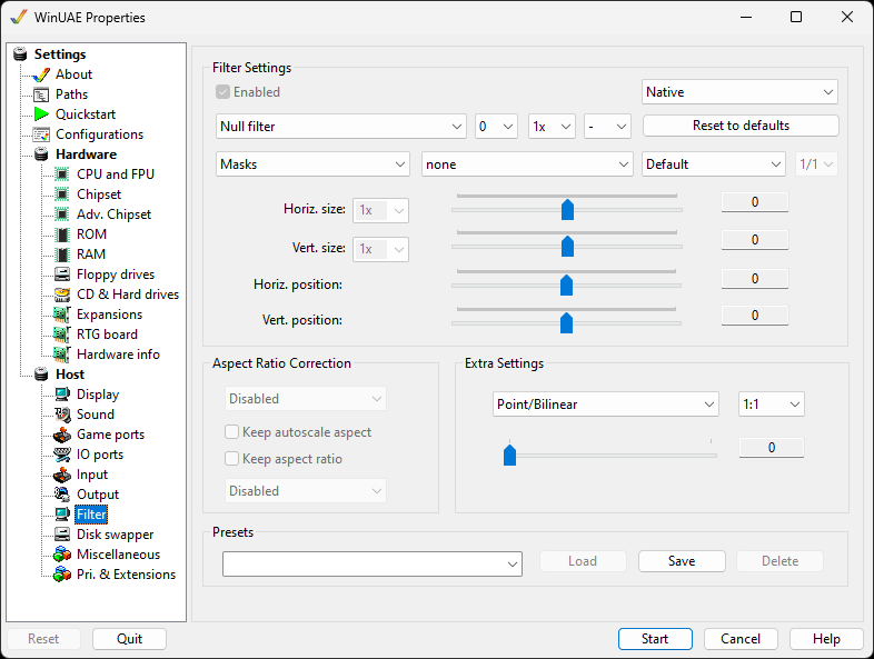 WinUAE - Filter