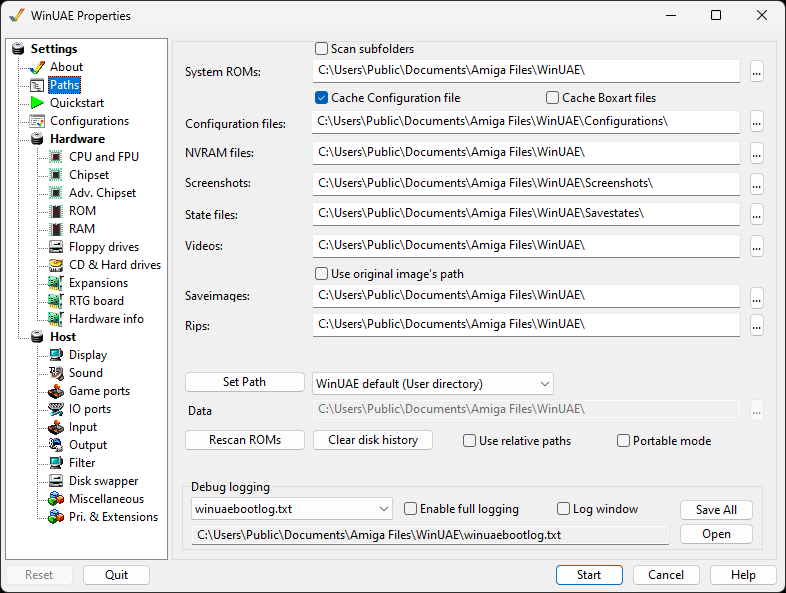 WinUAE - Paths